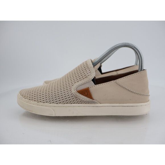 OluKai Women's Pehuea Loafer Size 7.5 Slip On Shoe Beige Mesh Convertible Slide - Picture 4 of 12